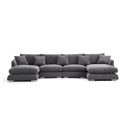 Aalto Fresh Grey Upholstered U-Shaped Sectional Sofa