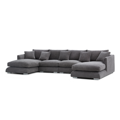 Aalto Fresh Grey Upholstered U-Shaped Sectional Sofa