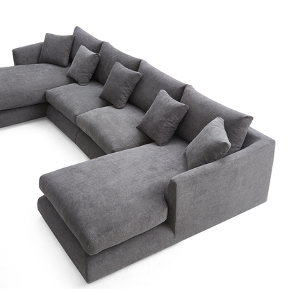 Aalto Fresh Grey Upholstered U-Shaped Sectional Sofa