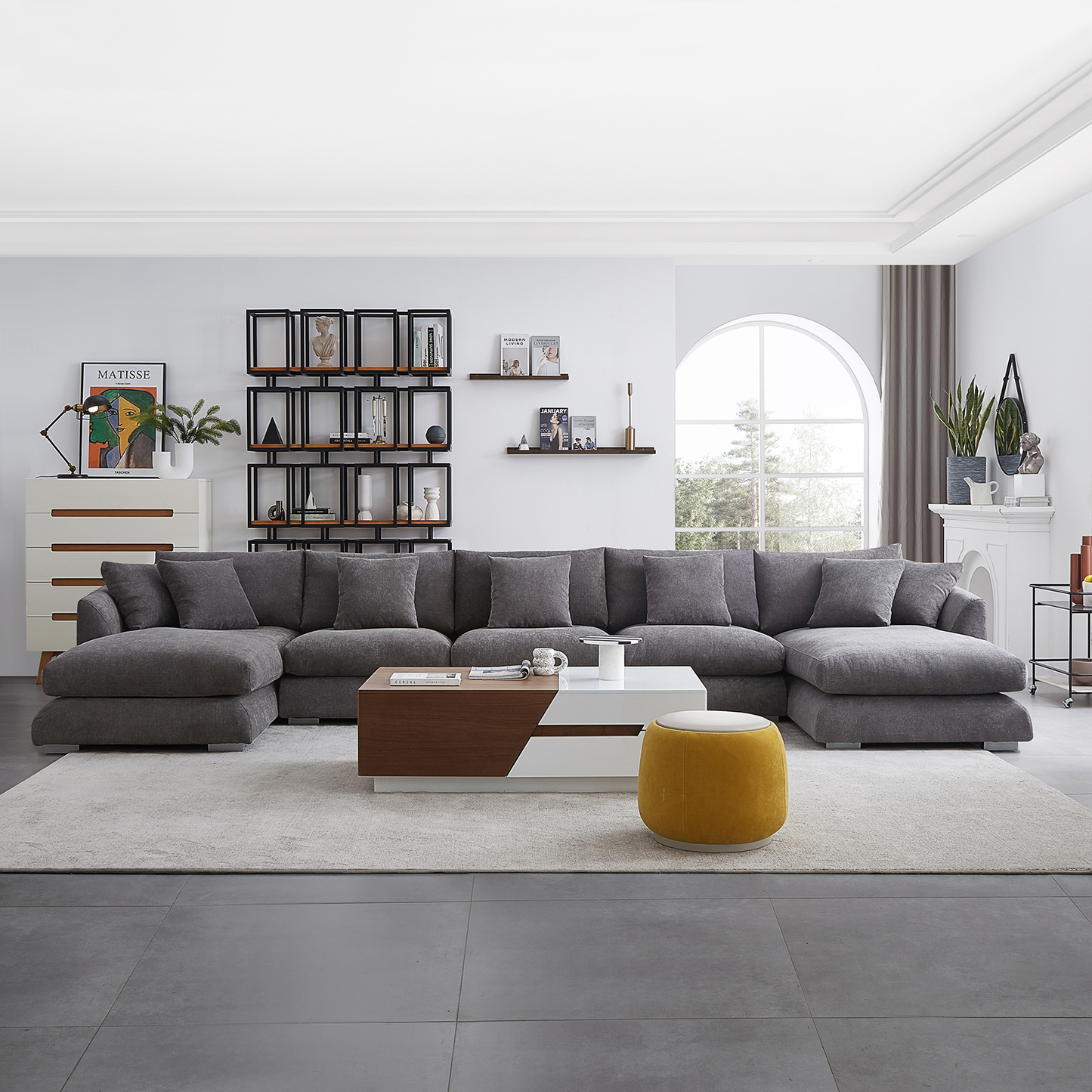 Aalto Fresh Grey Upholstered U-Shaped Sectional Sofa