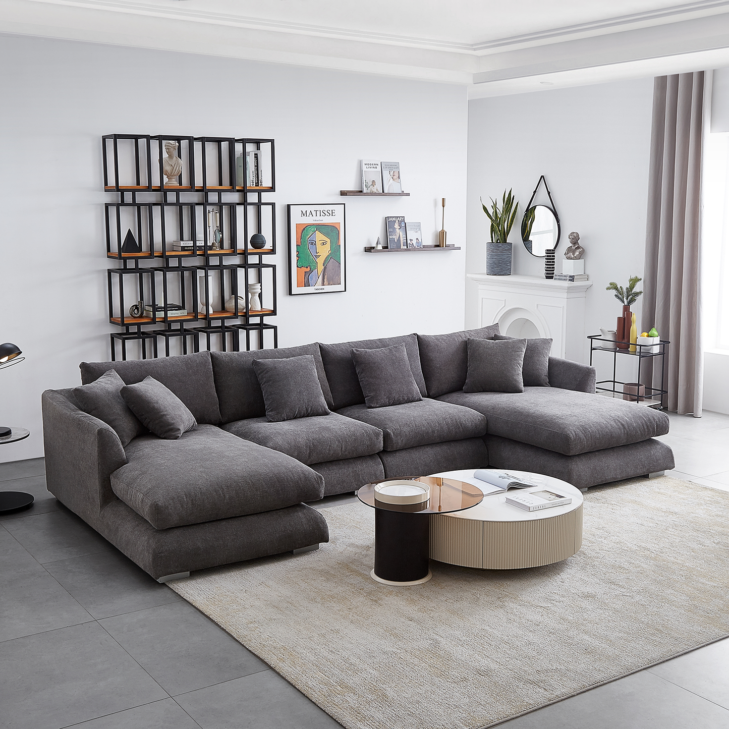 Aalto Fresh Grey Upholstered U-Shaped Sectional Sofa