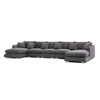 Aalto Fresh Grey Upholstered U-Shaped Sectional Sofa